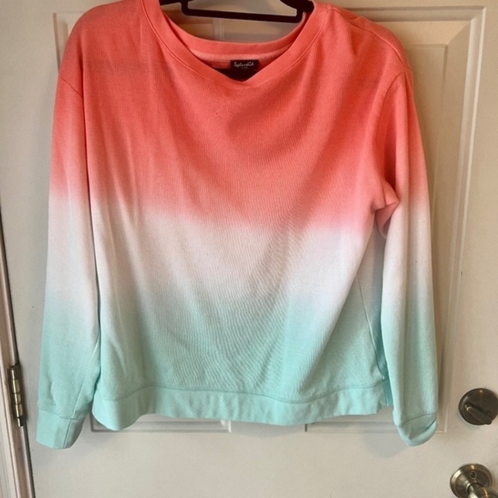 Splendid ladies small lightweight crewneck sweatshirt mint coral